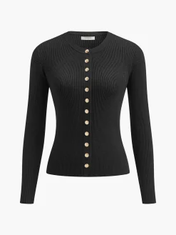 Button Down Skinny Knit Top