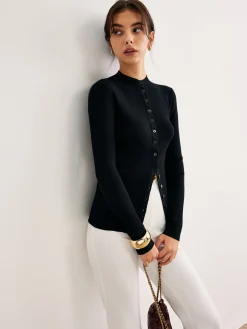 Button Down Skinny Knit Top