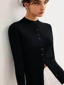 Button Down Skinny Knit Top