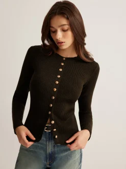 Button Down Skinny Knit Top