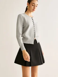 Button Down Slit Jersey Cardigan