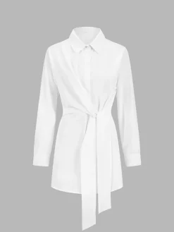 Button Down Tied Long Shirt