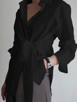 Button Down Tied Long Shirt
