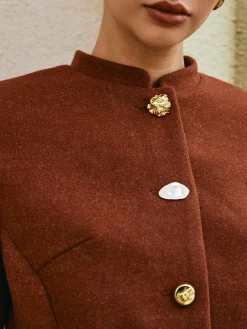 Button Down Tweed Short Coat