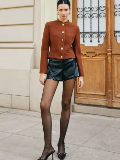 Button Down Tweed Short Coat