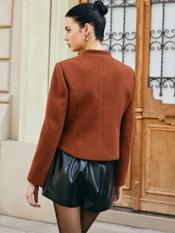 Button Down Tweed Short Coat
