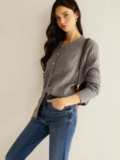 Button Down Twist Slim Cardigan