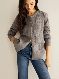 Button Down Twist Slim Cardigan