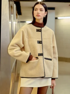 Button Faux Fur Winter Coat