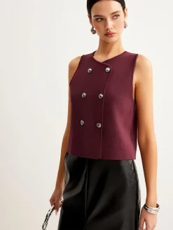 Button Petite Sweater Vest