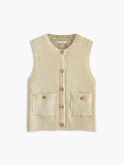 Button Pockets Sweater Vest