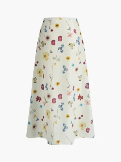 Button Print Straight Skirt