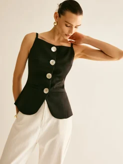 Button Split Cami Vest