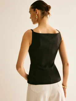Button Split Cami Vest