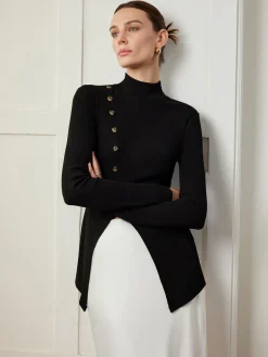 Button Split Skinny Blouse