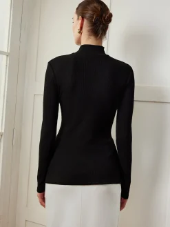 Button Split Skinny Blouse