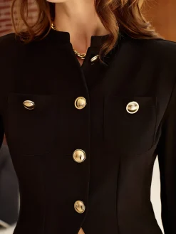 Button Split Slim Jersey Blazer