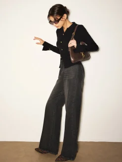 Button Split Slim Polo Sweater