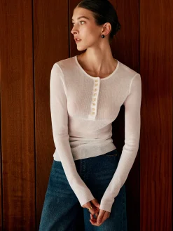 Button Thin Cozy Knit Top