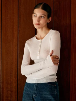 Button Thin Cozy Knit Top