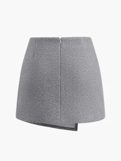 Button Tweed Warm Skirt