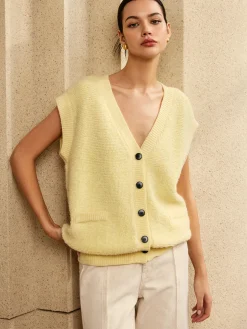 Button V-Neck Sweater Vest
