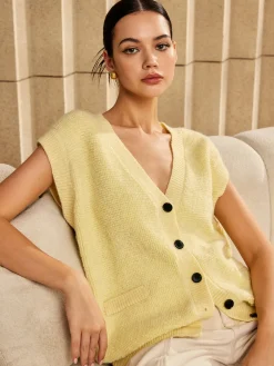 Button V-Neck Sweater Vest