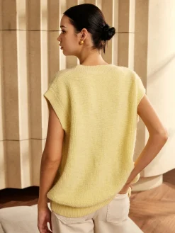 Button V-Neck Sweater Vest