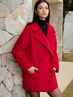 Button Warm Lapel Coat