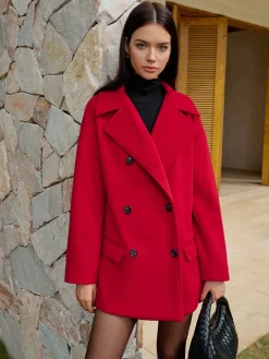 Button Warm Lapel Coat