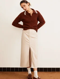 Cable Knit Button Polo Sweater