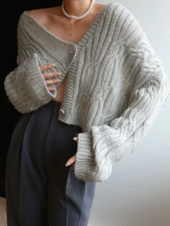 Cable Knit Crop Cardigan