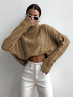 Cable Knit Turtleneck Oversized Sweater