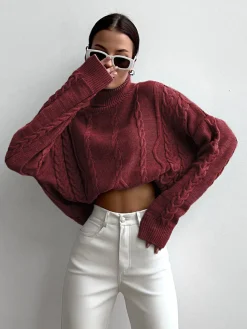 Cable Knit Turtleneck Oversized Sweater