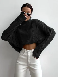 Cable Knit Turtleneck Oversized Sweater