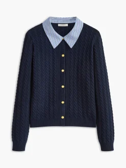 Cable-Knit Button Panel Cardigan