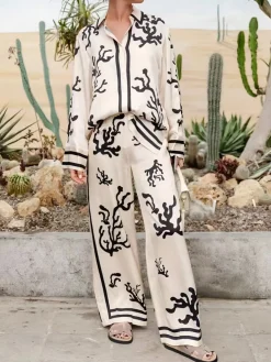 Cactus Print Oversized Pants Set