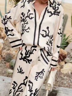 Cactus Print Oversized Pants Set