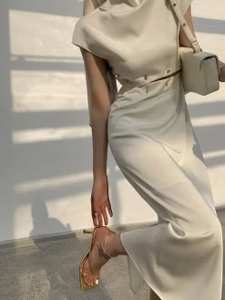 Cap Sleeve Cutout Midi Dress