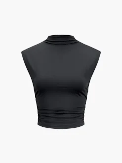 Cap Sleeve Ruched Crop Top