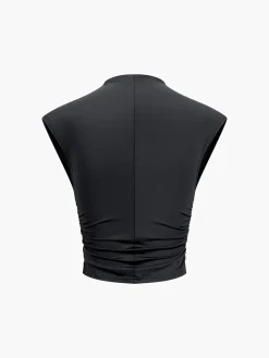Cap Sleeve Ruched Crop Top