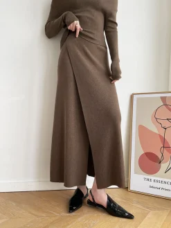 Caramel Slit Maxi Knit Skirt