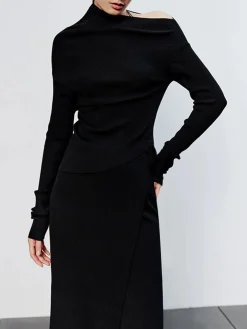 Caramel Slit Maxi Knit Skirt