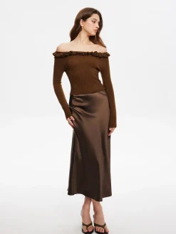 Cashmere-Blend Off-Shoulder Ruffle Sweater