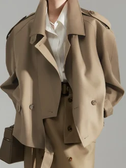 Casual Asymmetrical Lapel Trench Coat