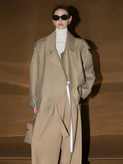 Casual Asymmetrical Lapel Trench Coat