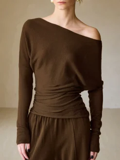 Casual Asymmetrical Neck Slim Sweater
