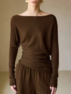 Casual Asymmetrical Neck Slim Sweater