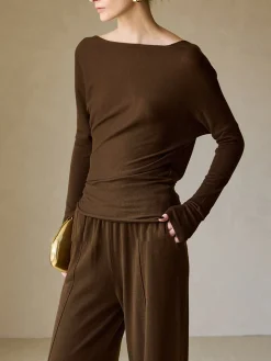 Casual Asymmetrical Neck Slim Sweater