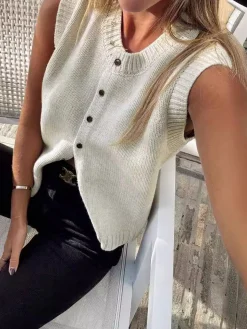 Casual Button Up Sweater Vest